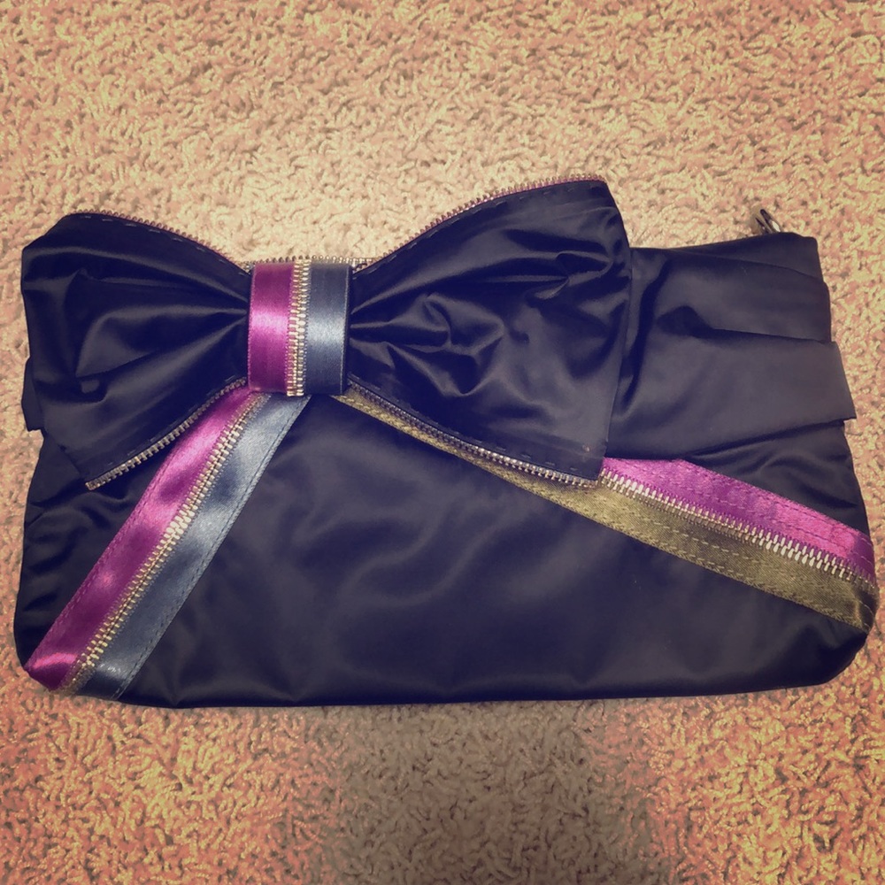 Henri bendel black silk clutch